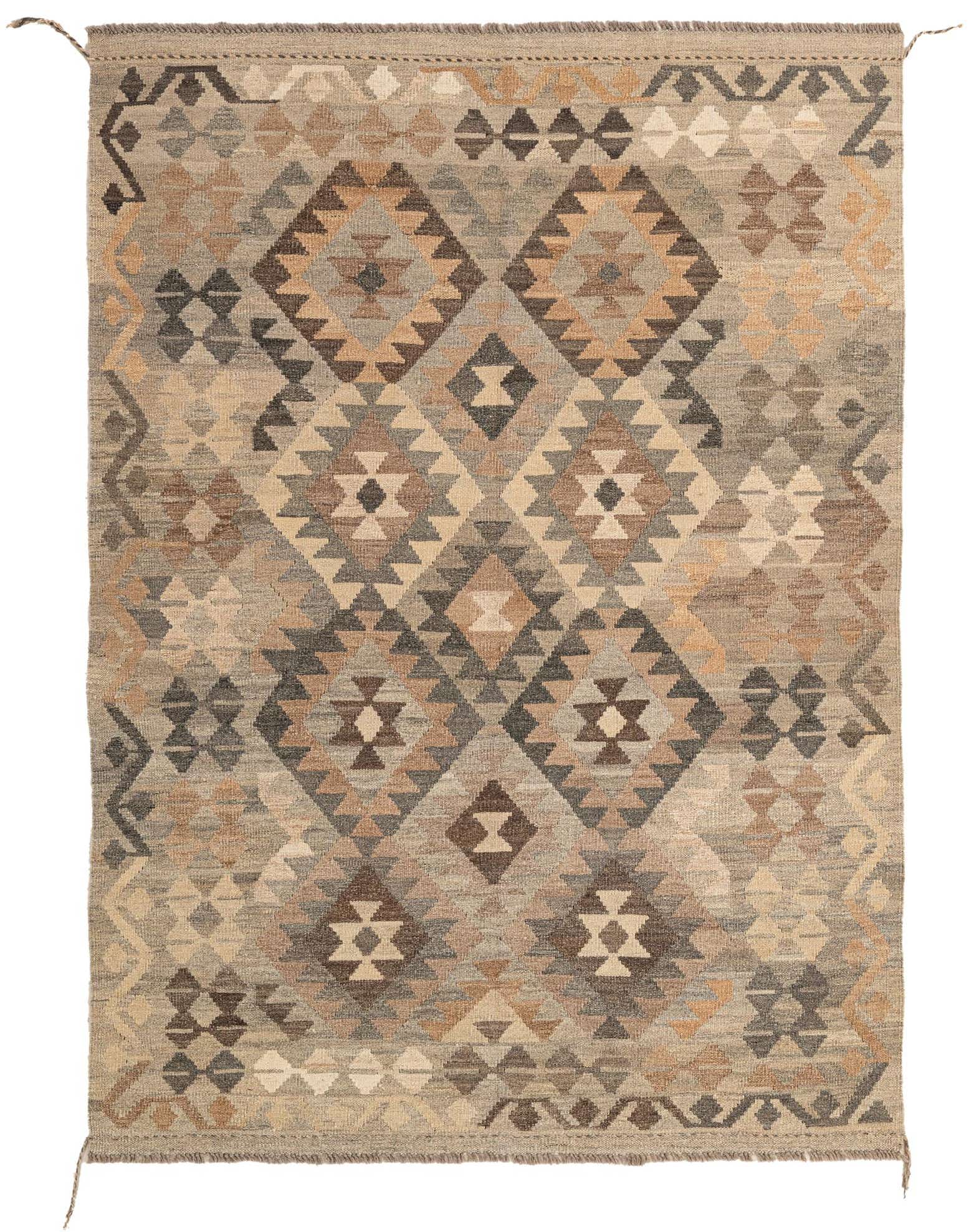 4' 11 x 6' 10 Hand Woven Kilim Maymana Wool Rug