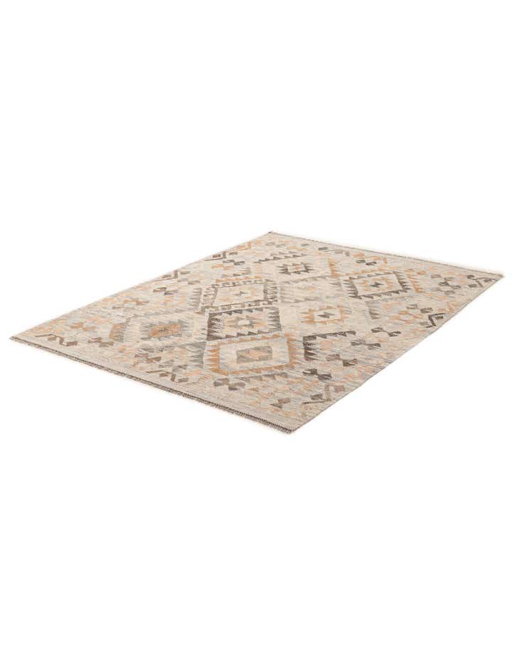 5' x 6' 10 Hand Woven Kilim Maymana Wool Rug