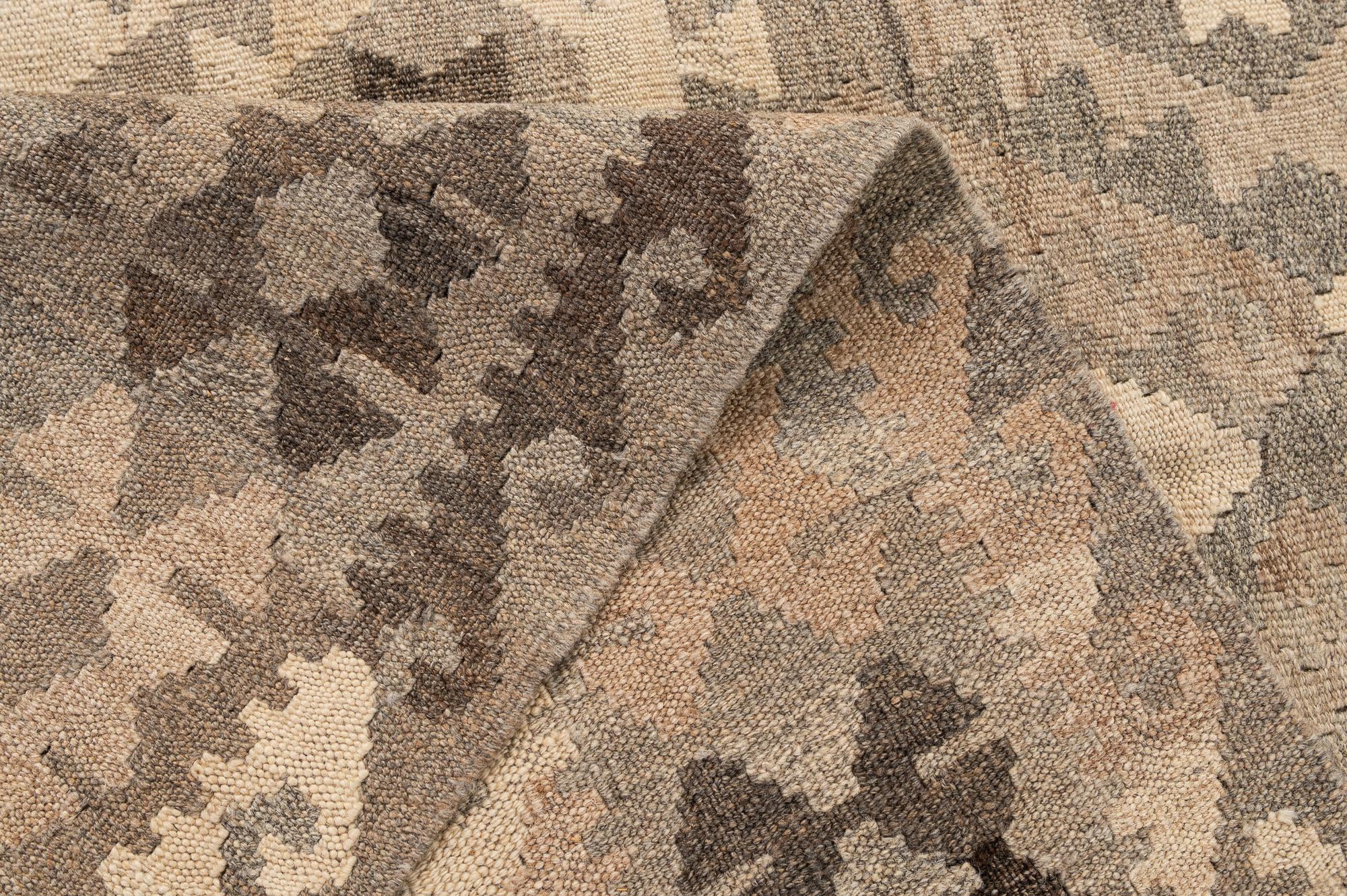 5' 3 x 6' 4 Hand Woven Kilim Maymana Wool Rug