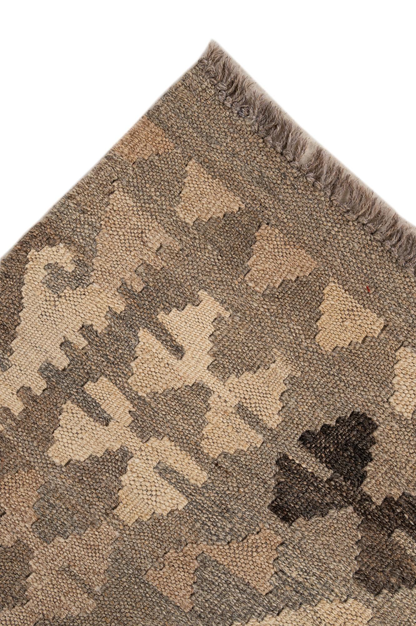 5' 3 x 6' 4 Hand Woven Kilim Maymana Wool Rug