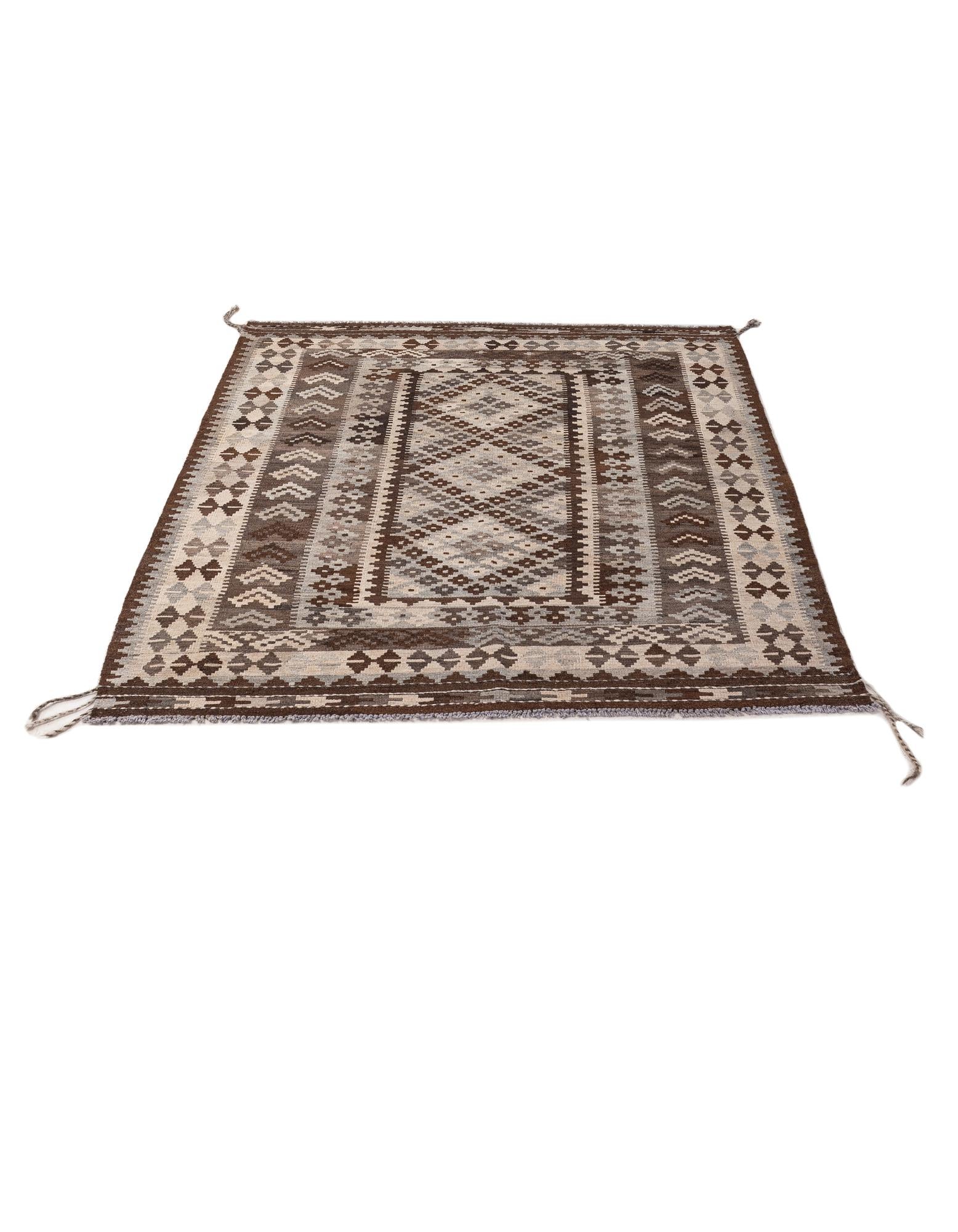 5' x 6' 7 Hand Woven Kilim Maymana Wool Rug