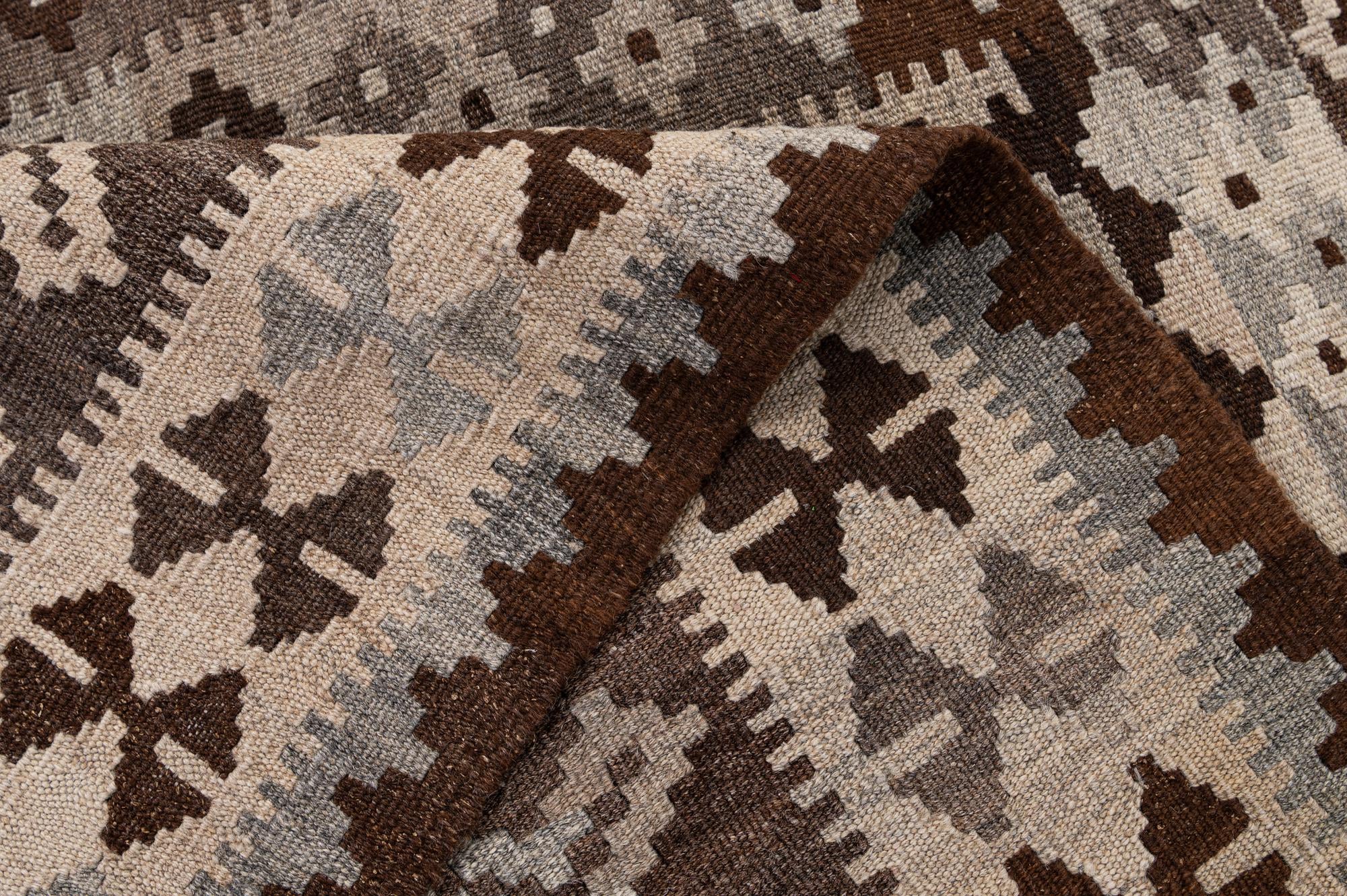 5' x 6' 7 Hand Woven Kilim Maymana Wool Rug