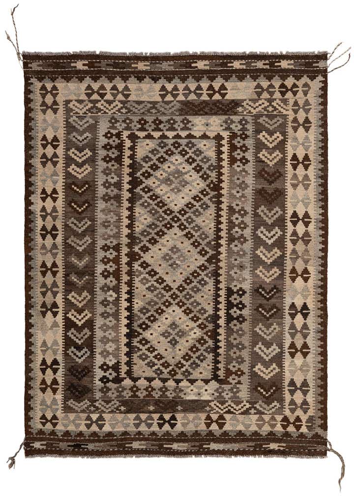 5' x 6' 7 Hand Woven Kilim Maymana Wool Rug