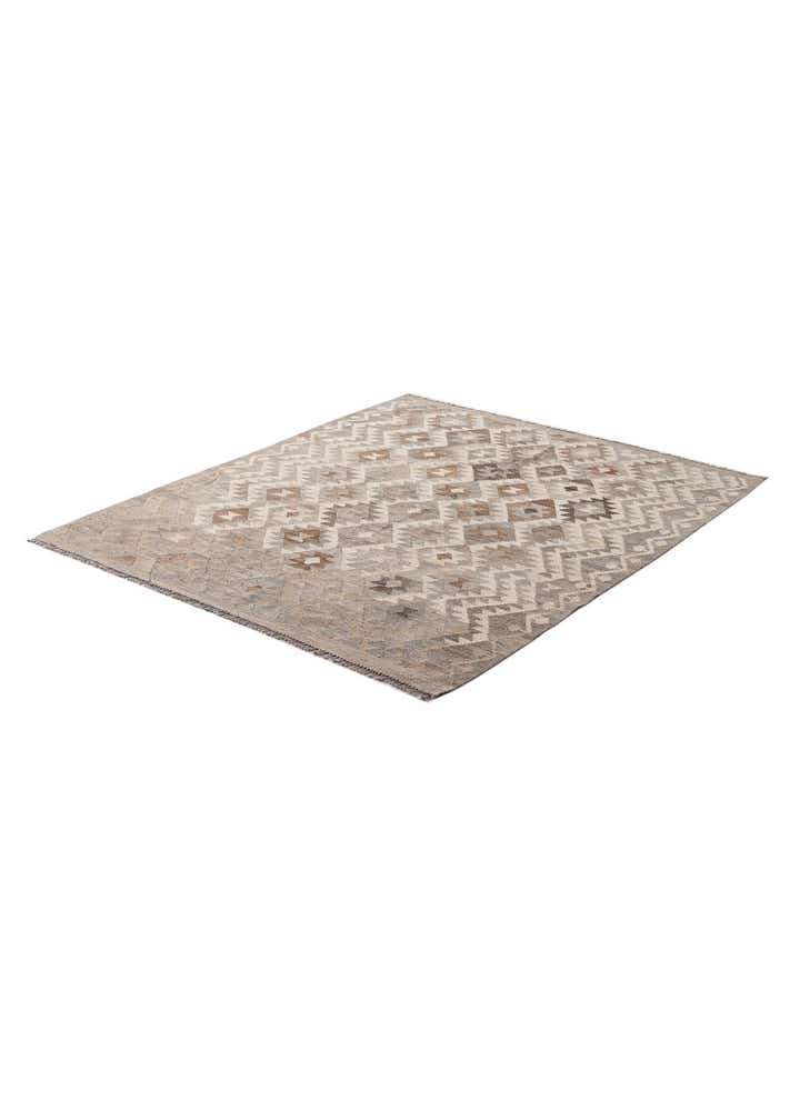 5' 4 x 6' 7 Hand Woven Kilim Maymana Wool Rug