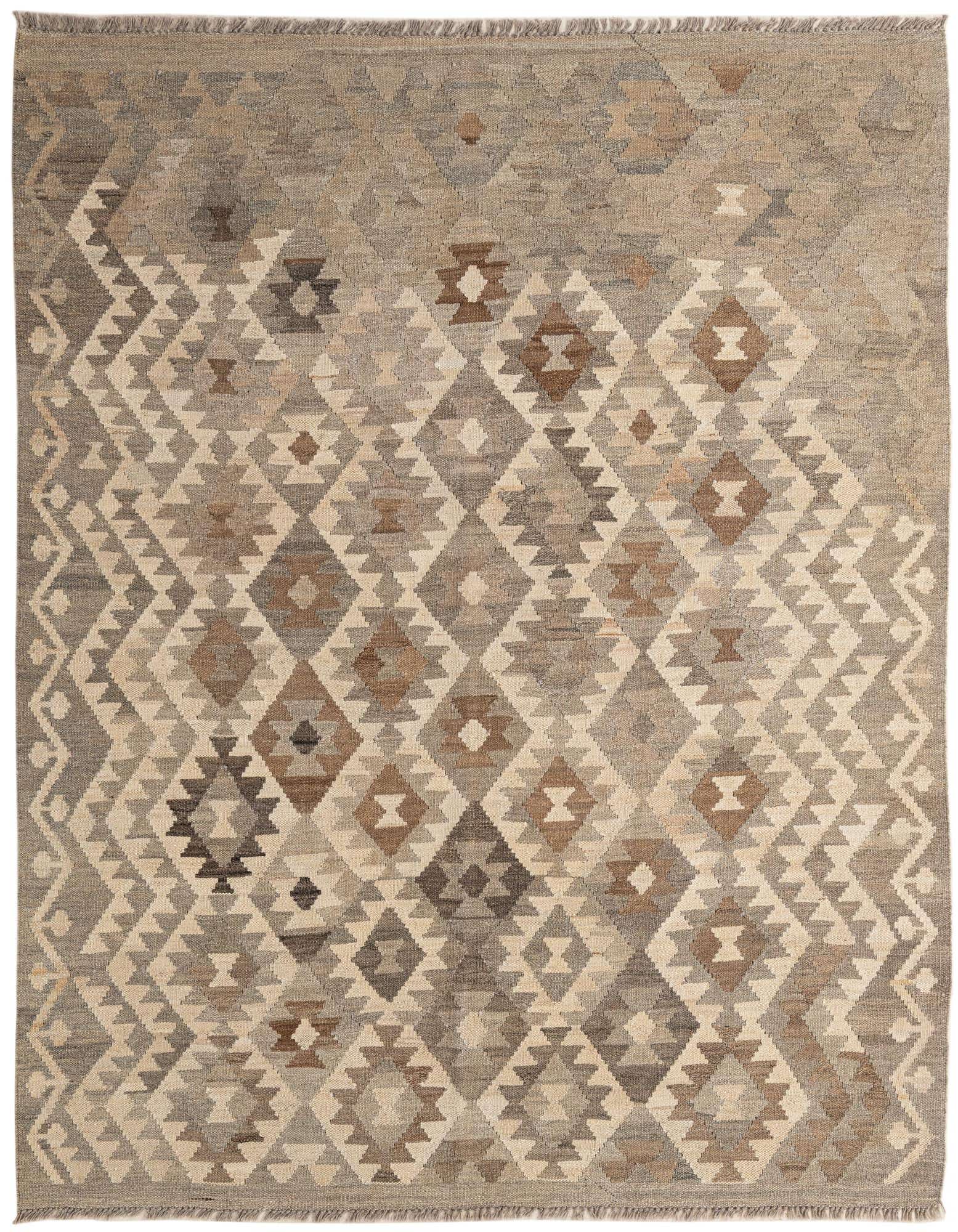 5' 4 x 6' 7 Hand Woven Kilim Maymana Wool Rug