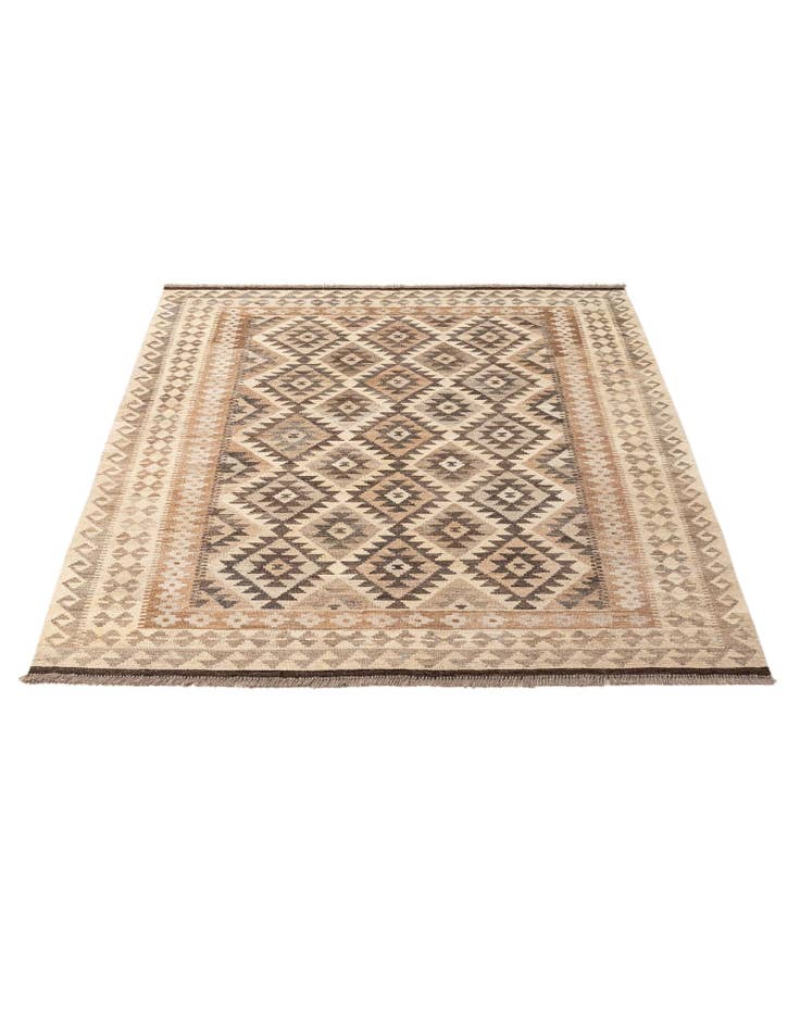 Detail image of 5' 3 x 6' 6 Hand Woven Kilim Maymana Wool Rug