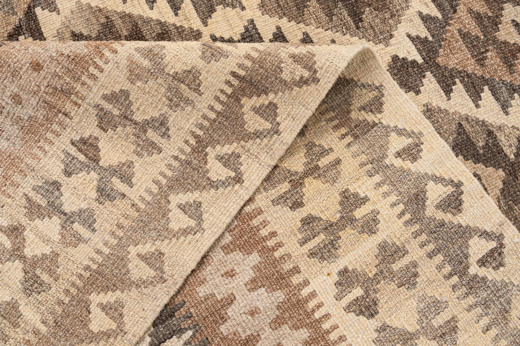 5' 3 x 6' 6 Hand Woven Kilim Maymana Wool Rug