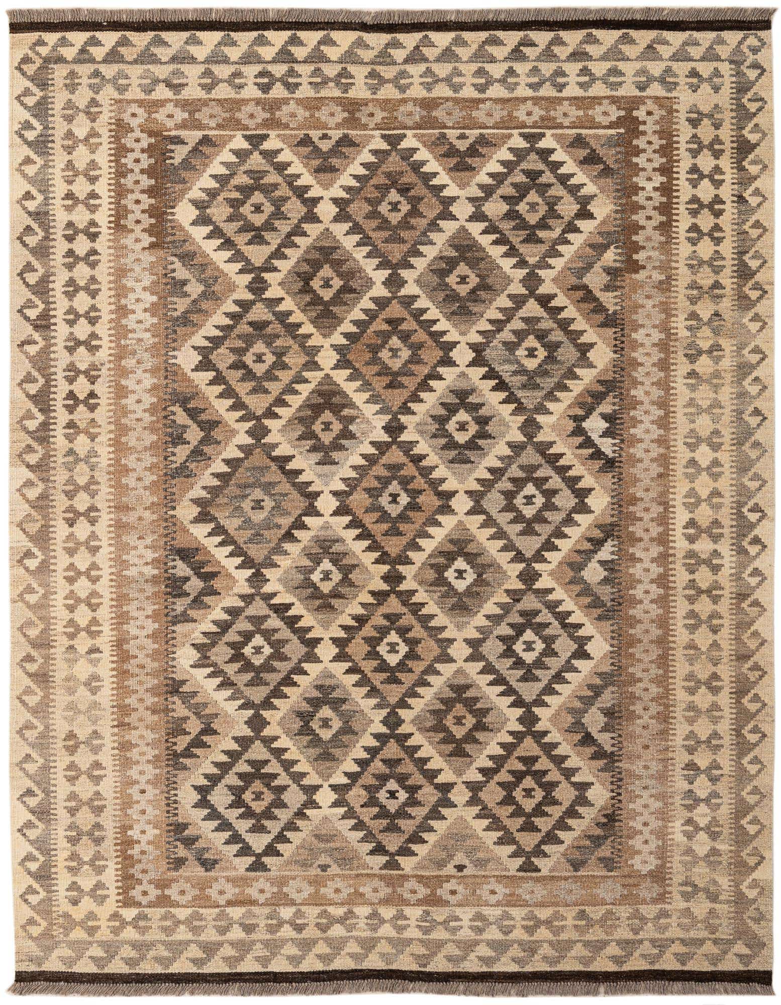 5' 3 x 6' 6 Hand Woven Kilim Maymana Wool Rug
