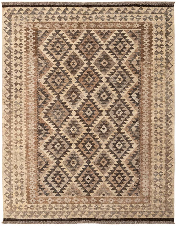 Detail image of 5' 3 x 6' 6 Hand Woven Kilim Maymana Wool Rug