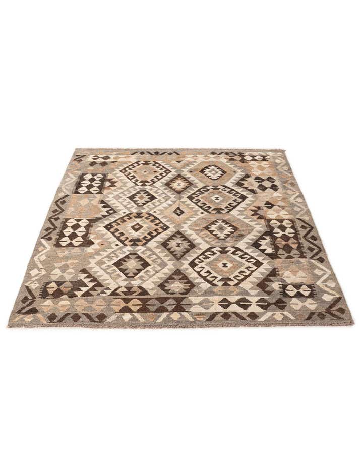 5' 2 x 6' 7 Hand Woven Kilim Maymana Wool Rug