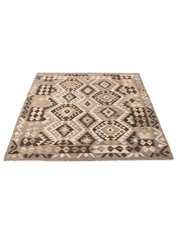 Detail image of 5' 2 x 6' 7 Hand Woven Kilim Maymana Wool Rug