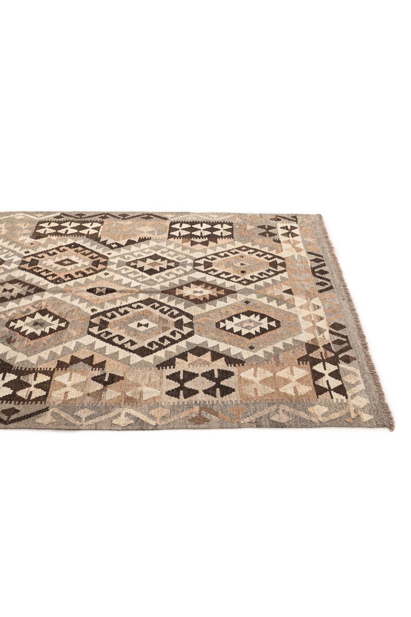5' 2 x 6' 7 Hand Woven Kilim Maymana Wool Rug