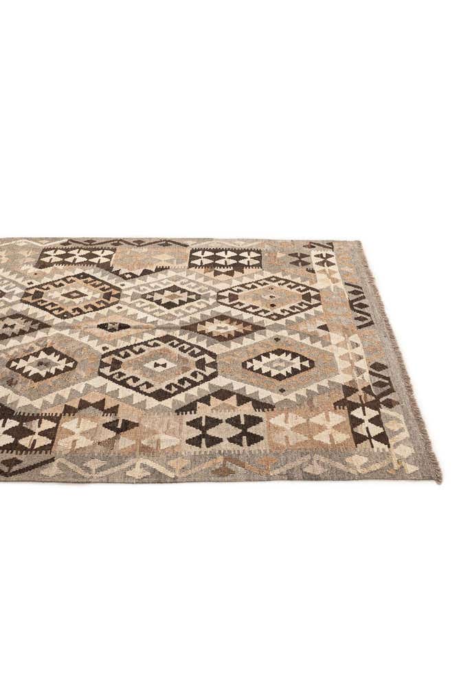 5' 2 x 6' 7 Hand Woven Kilim Maymana Wool Rug