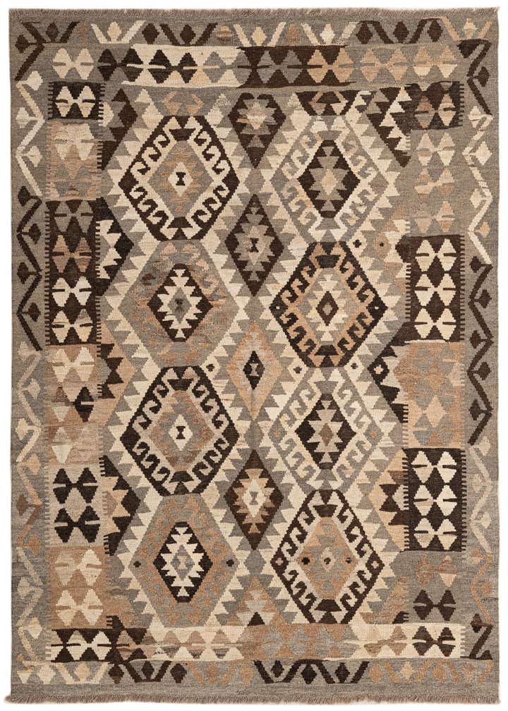 5' 2 x 6' 7 Hand Woven Kilim Maymana Wool Rug