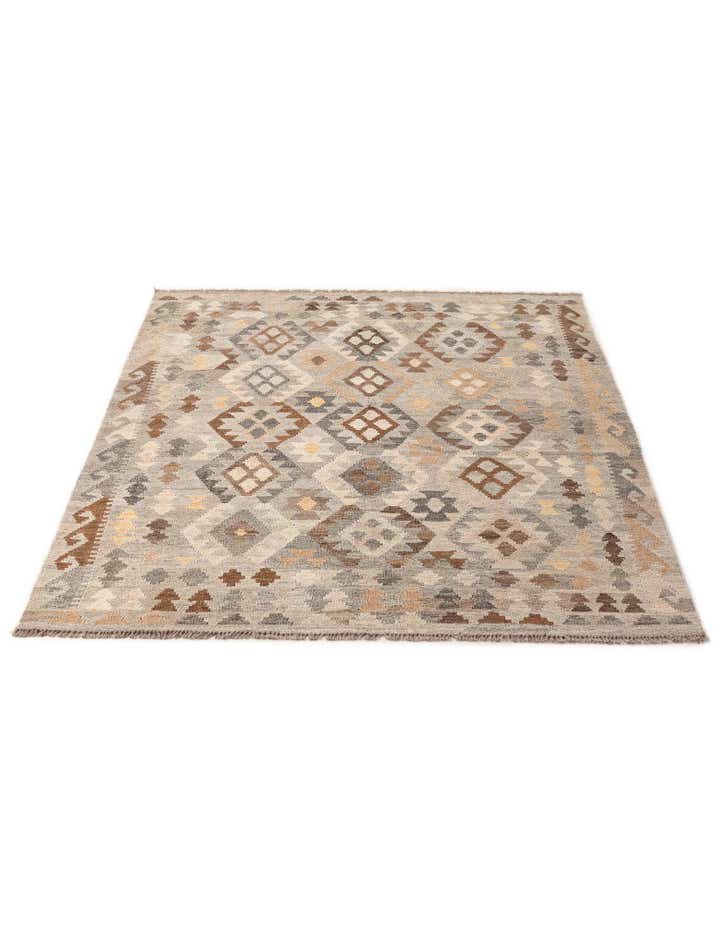 5' 5 x 6' 8 Hand Woven Kilim Maymana Wool Rug