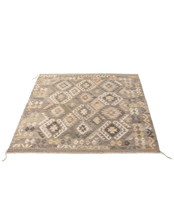 5' 4 x 6' 8 Hand Woven Kilim Maymana Wool Rug