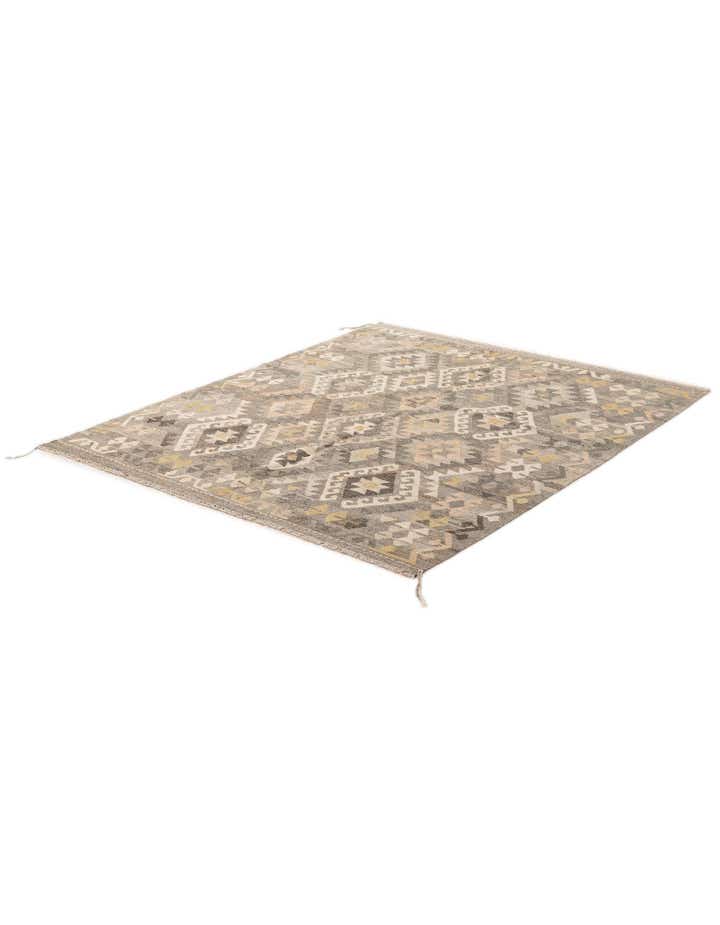 5' 4 x 6' 8 Hand Woven Kilim Maymana Wool Rug