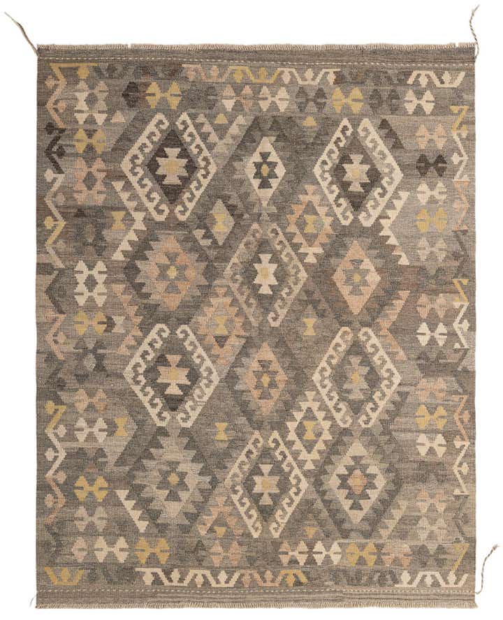 5' 4 x 6' 8 Hand Woven Kilim Maymana Wool Rug