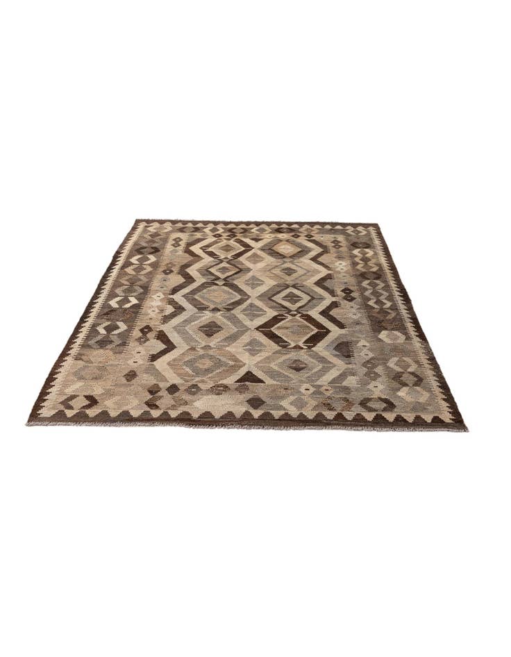 Detail image of 5' 3 x 6' 8 Hand Woven Kilim Maymana Wool Rug
