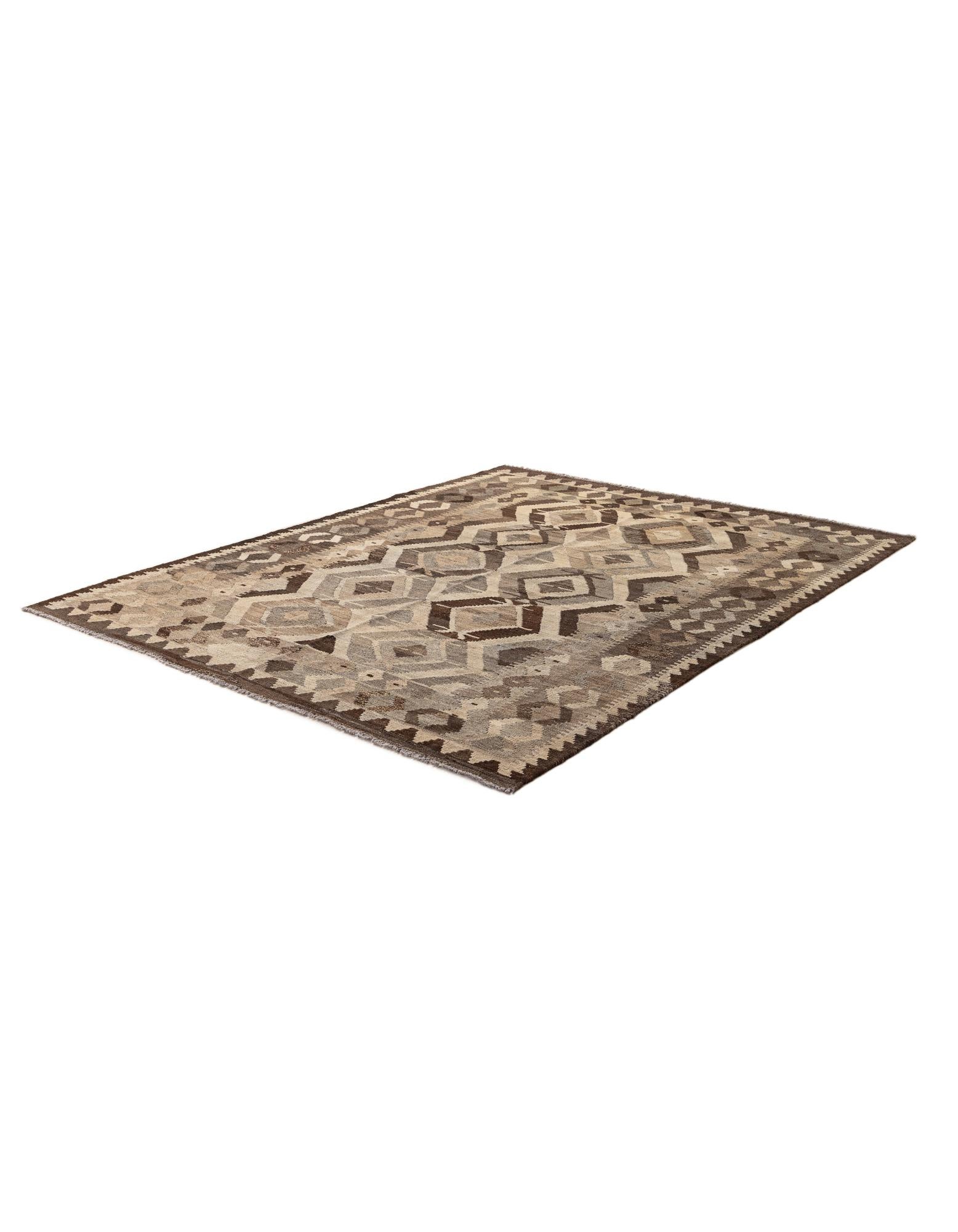 5' 3 x 6' 8 Hand Woven Kilim Maymana Wool Rug