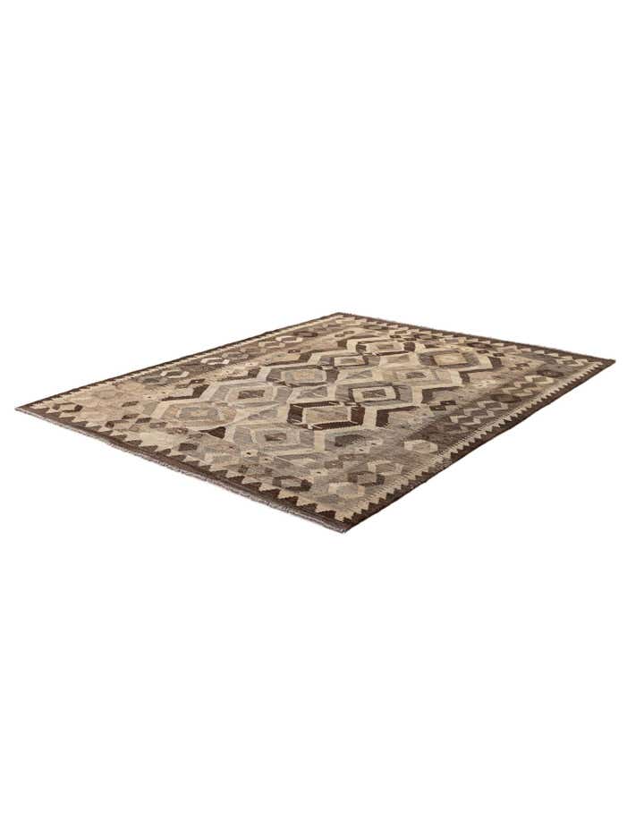 5' 3 x 6' 8 Hand Woven Kilim Maymana Wool Rug