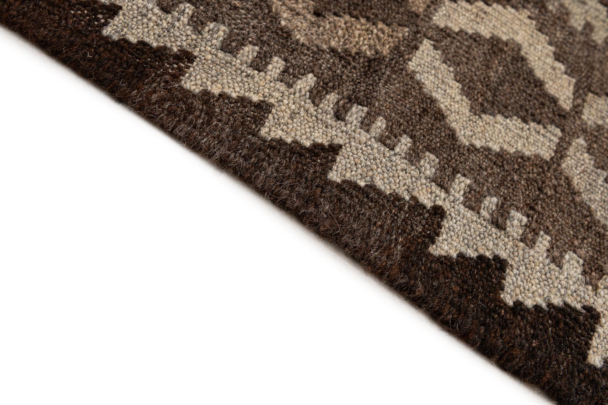 5' 3 x 6' 8 Hand Woven Kilim Maymana Wool Rug