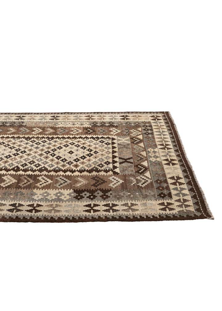 5' 4 x 6' 9 Hand Woven Kilim Maymana Wool Rug