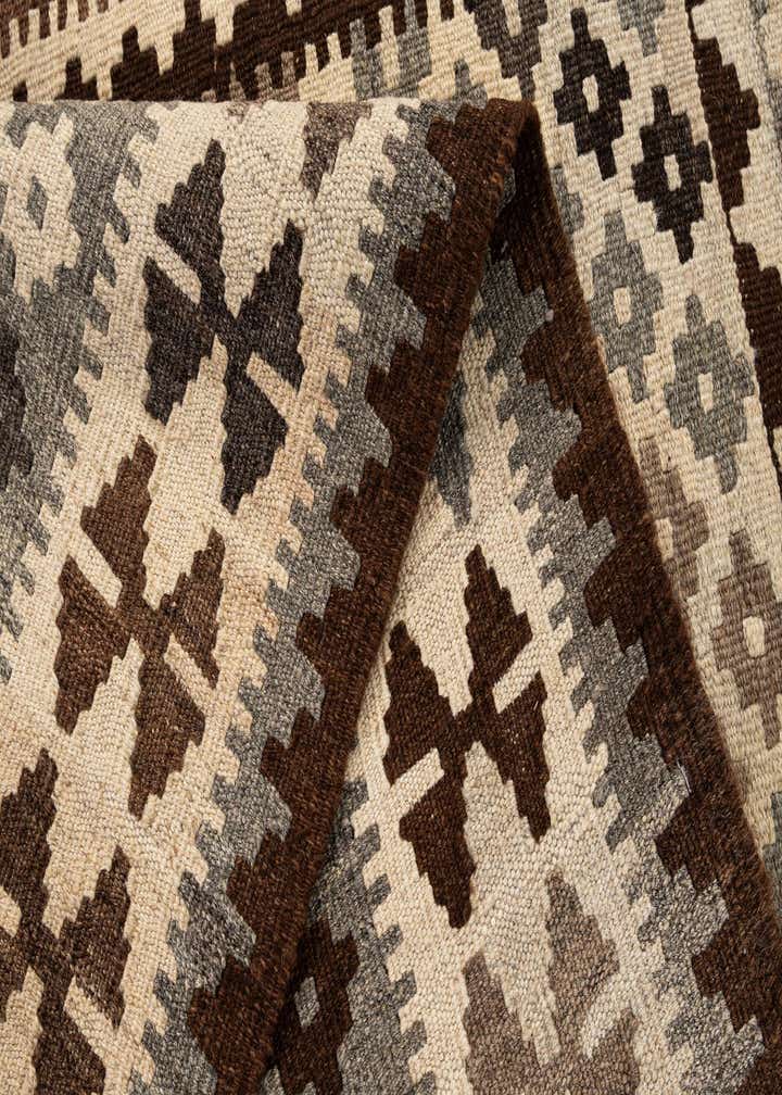 5' 4 x 6' 9 Hand Woven Kilim Maymana Wool Rug