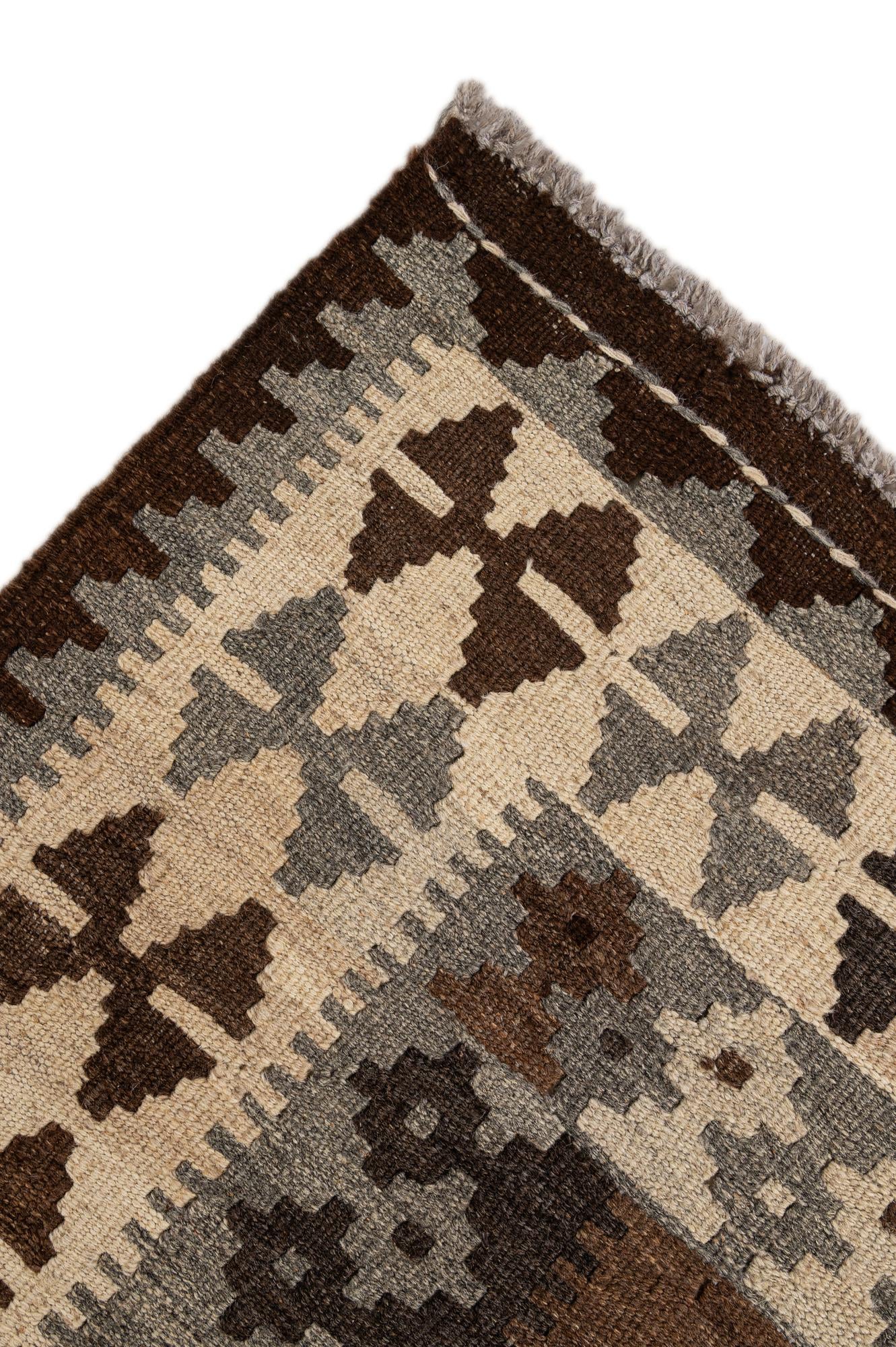 5' 4 x 6' 9 Hand Woven Kilim Maymana Wool Rug