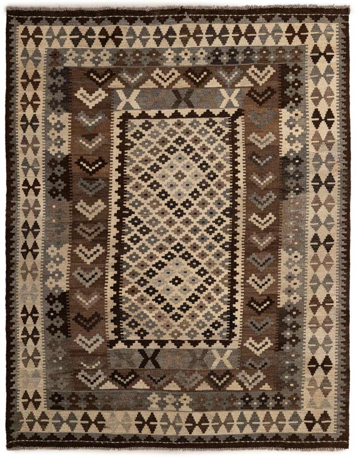 5' 4 x 6' 9 Hand Woven Kilim Maymana Wool Rug