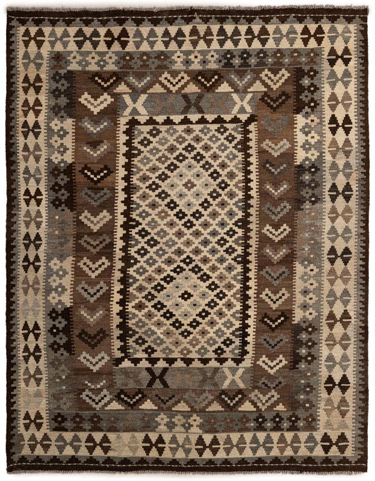 Detail image of 5' 4 x 6' 9 Hand Woven Kilim Maymana Wool Rug