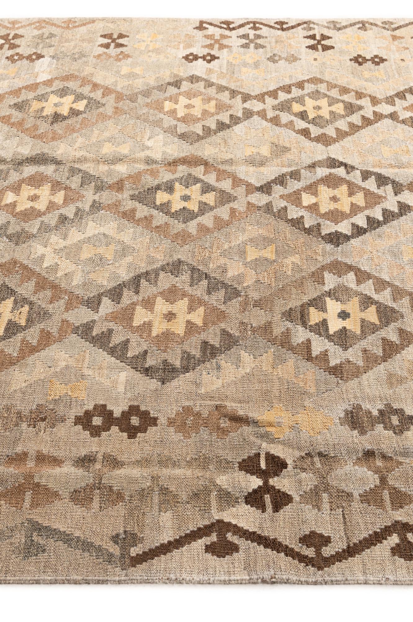 6' x 8' 1 Hand Woven Kilim Maymana Wool Rug