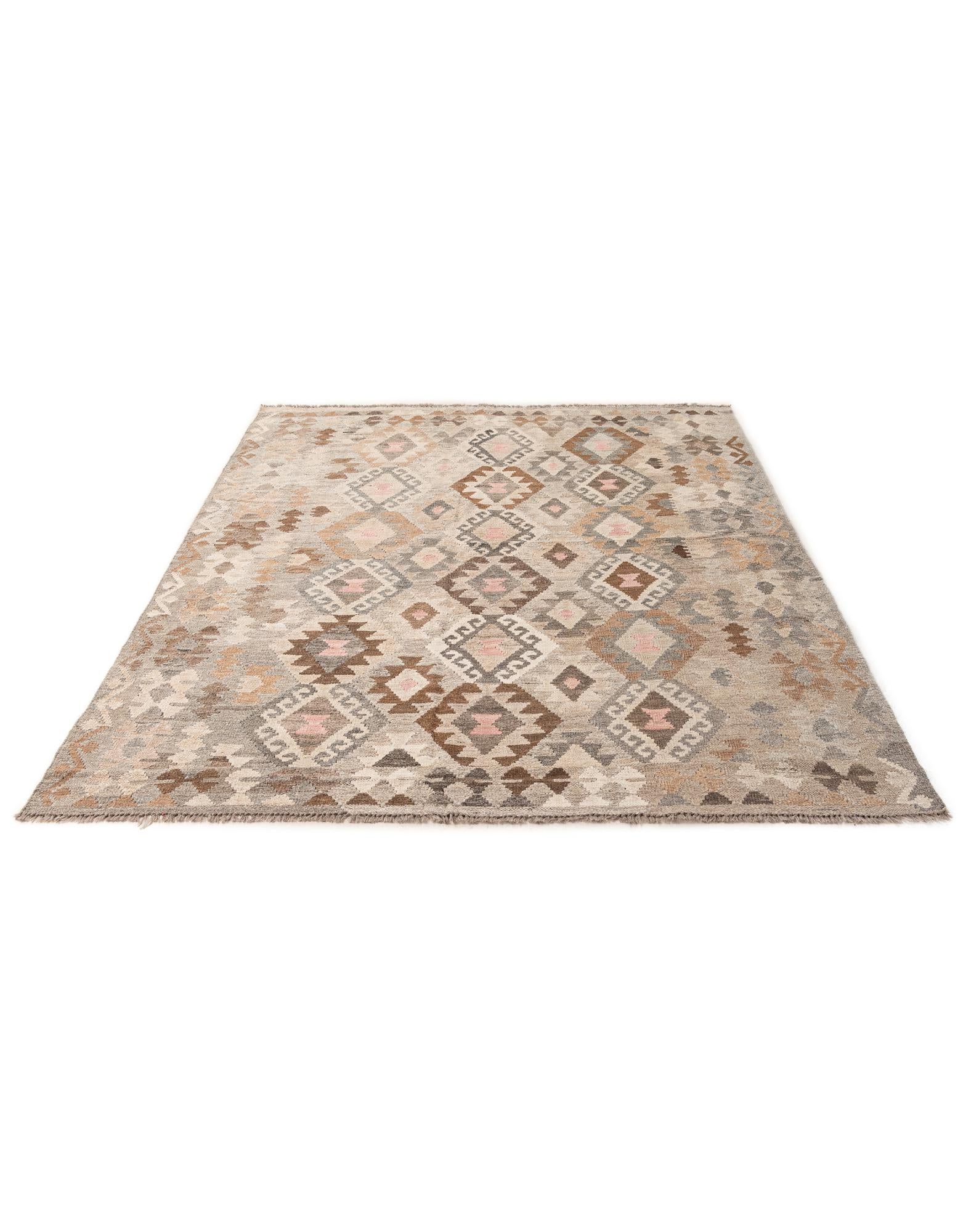 5' 9 x 8' Hand Woven Kilim Maymana Wool Rug