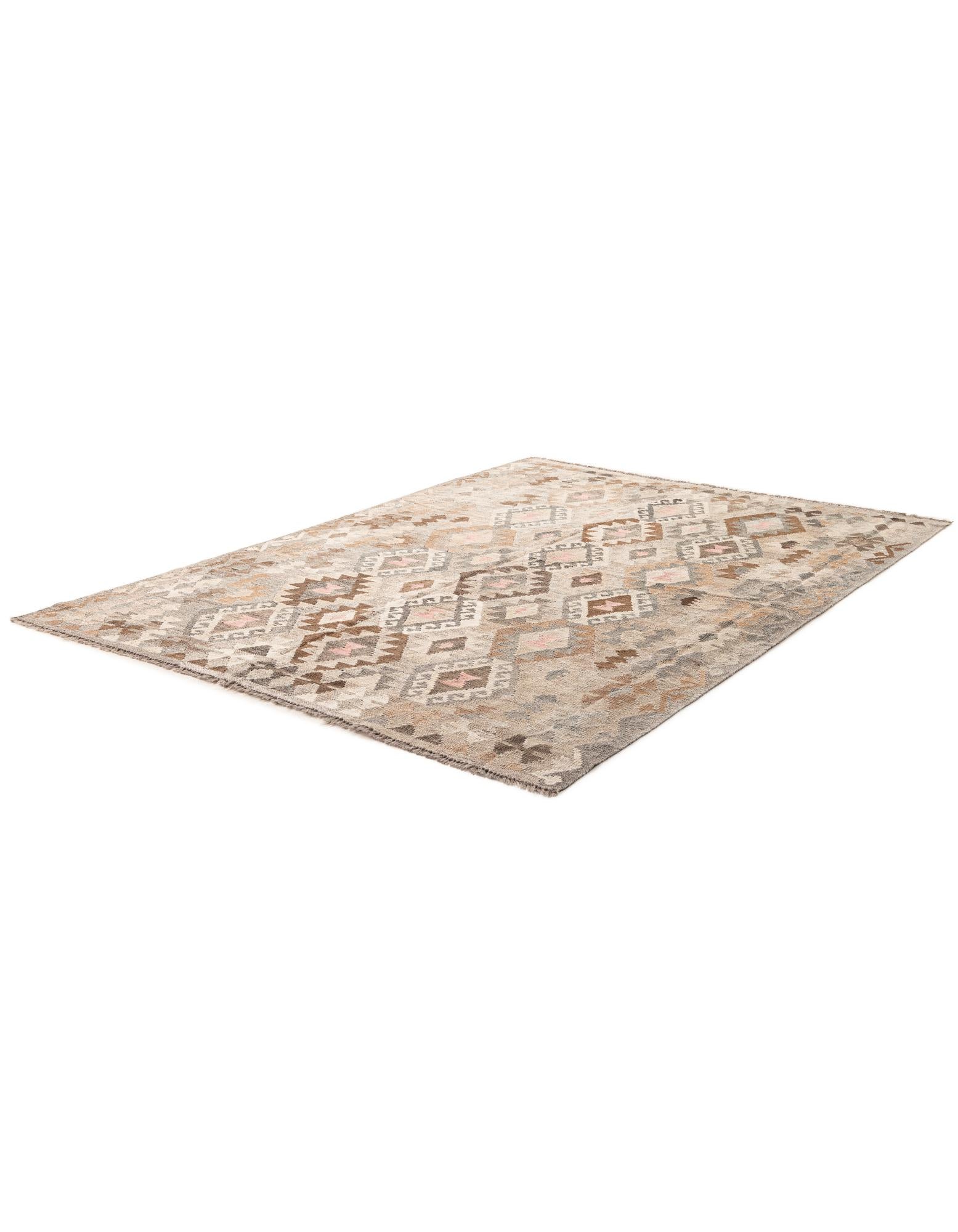 5' 9 x 8' Hand Woven Kilim Maymana Wool Rug