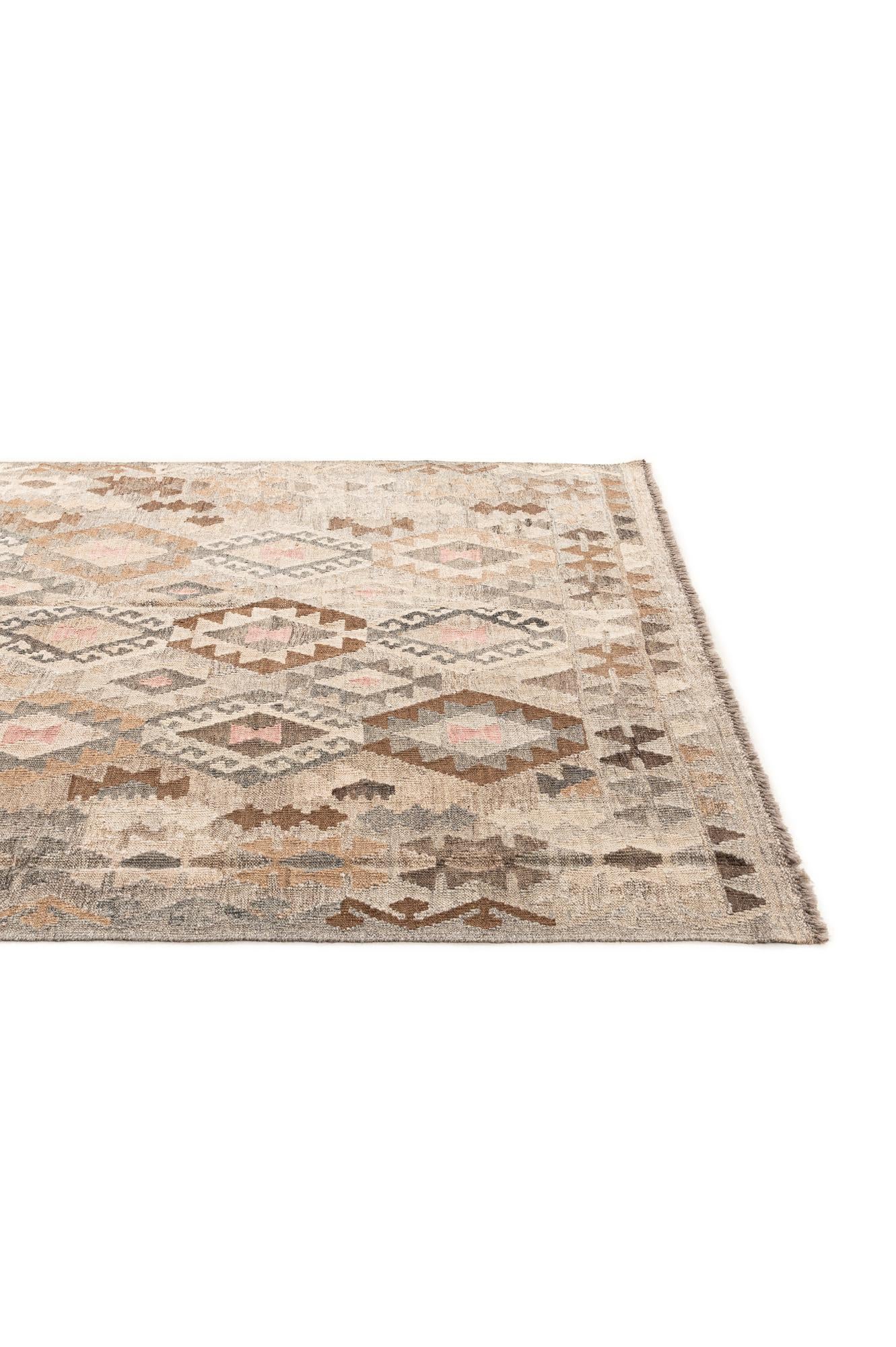 5' 9 x 8' Hand Woven Kilim Maymana Wool Rug