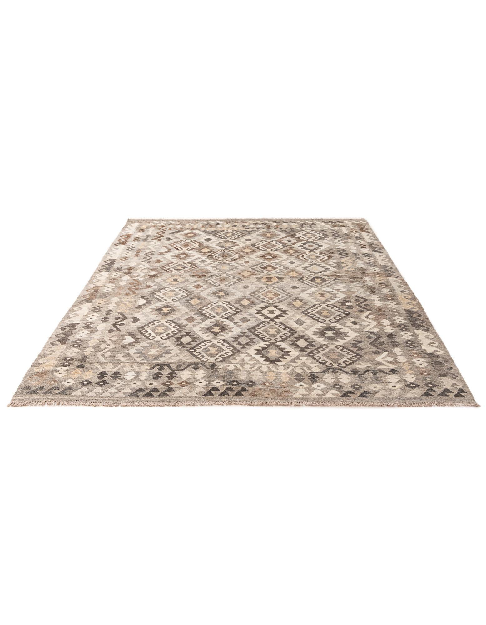 6' 1 x 8' 1 Hand Woven Kilim Maymana Wool Rug