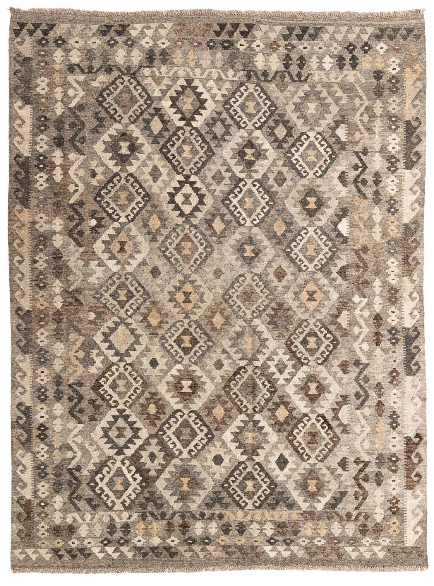 6' 1 x 8' 1 Hand Woven Kilim Maymana Wool Rug
