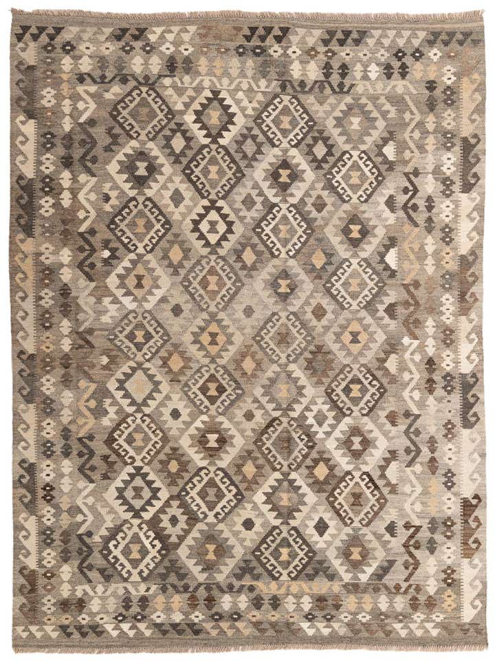 6' 1 x 8' 1 Hand Woven Kilim Maymana Wool Rug