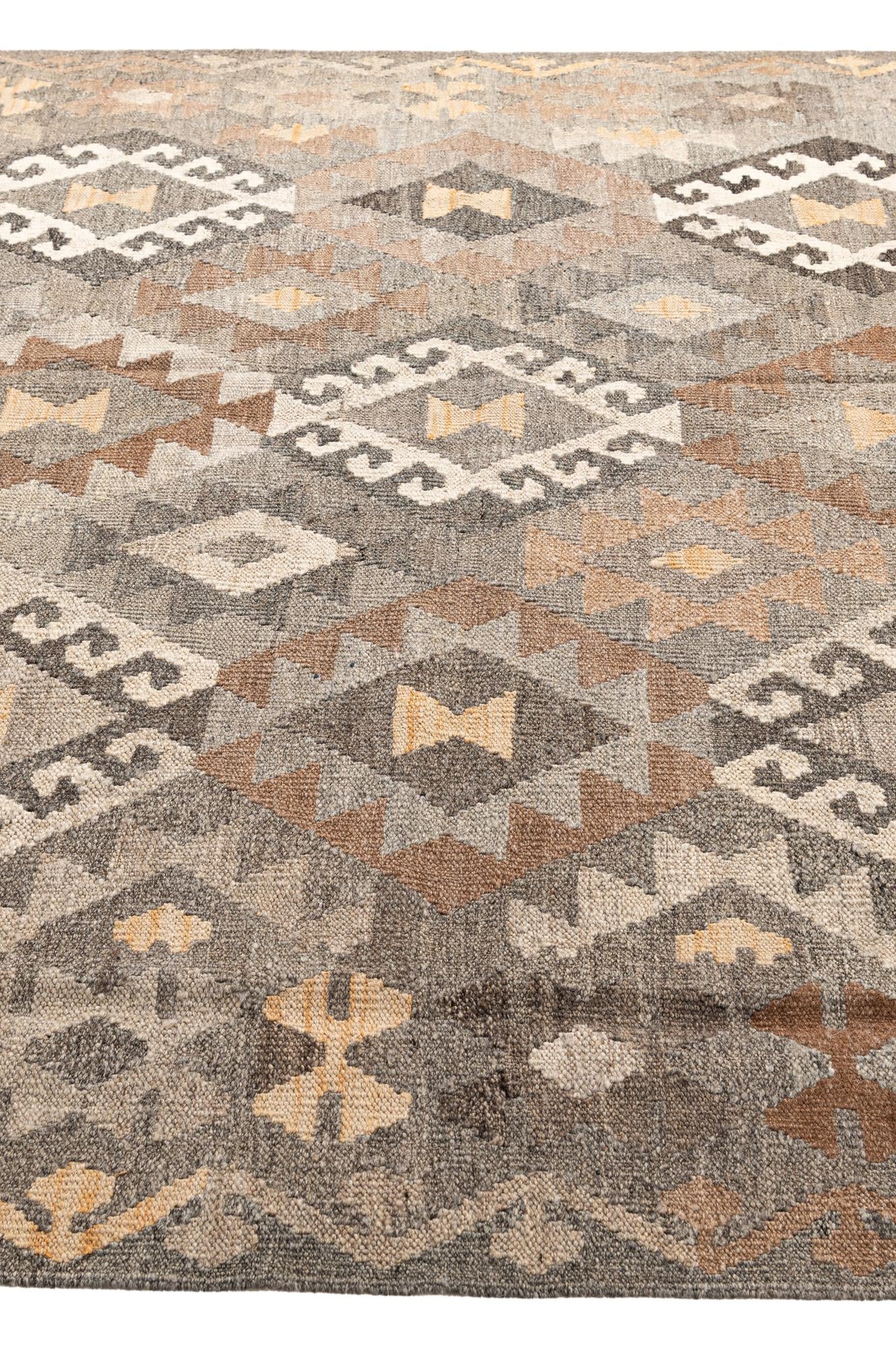 5' 9 x 8' 1 Hand Woven Kilim Maymana Wool Rug