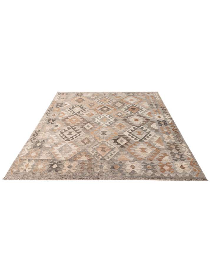 5' 9 x 8' 4 Hand Woven Kilim Maymana Wool Rug