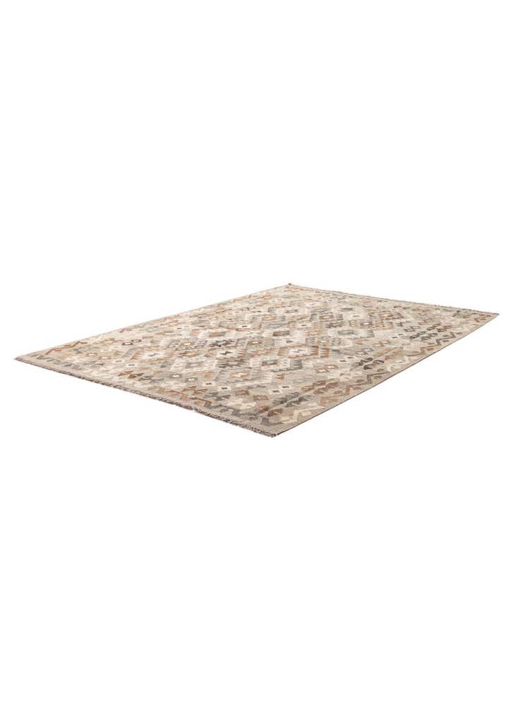 6' 2 x 8' 7 Hand Woven Kilim Maymana Wool Rug