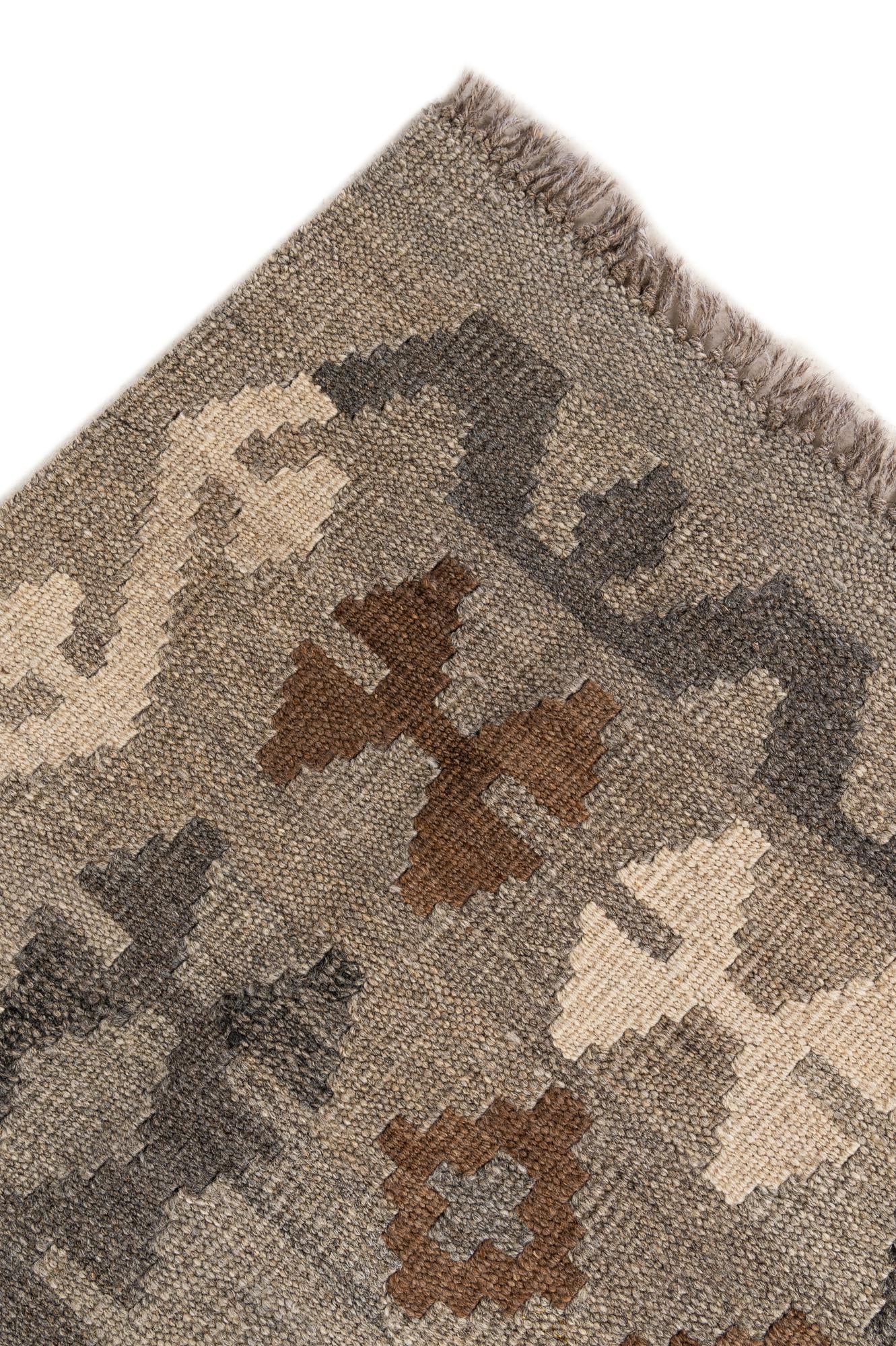 6' 2 x 8' 7 Hand Woven Kilim Maymana Wool Rug