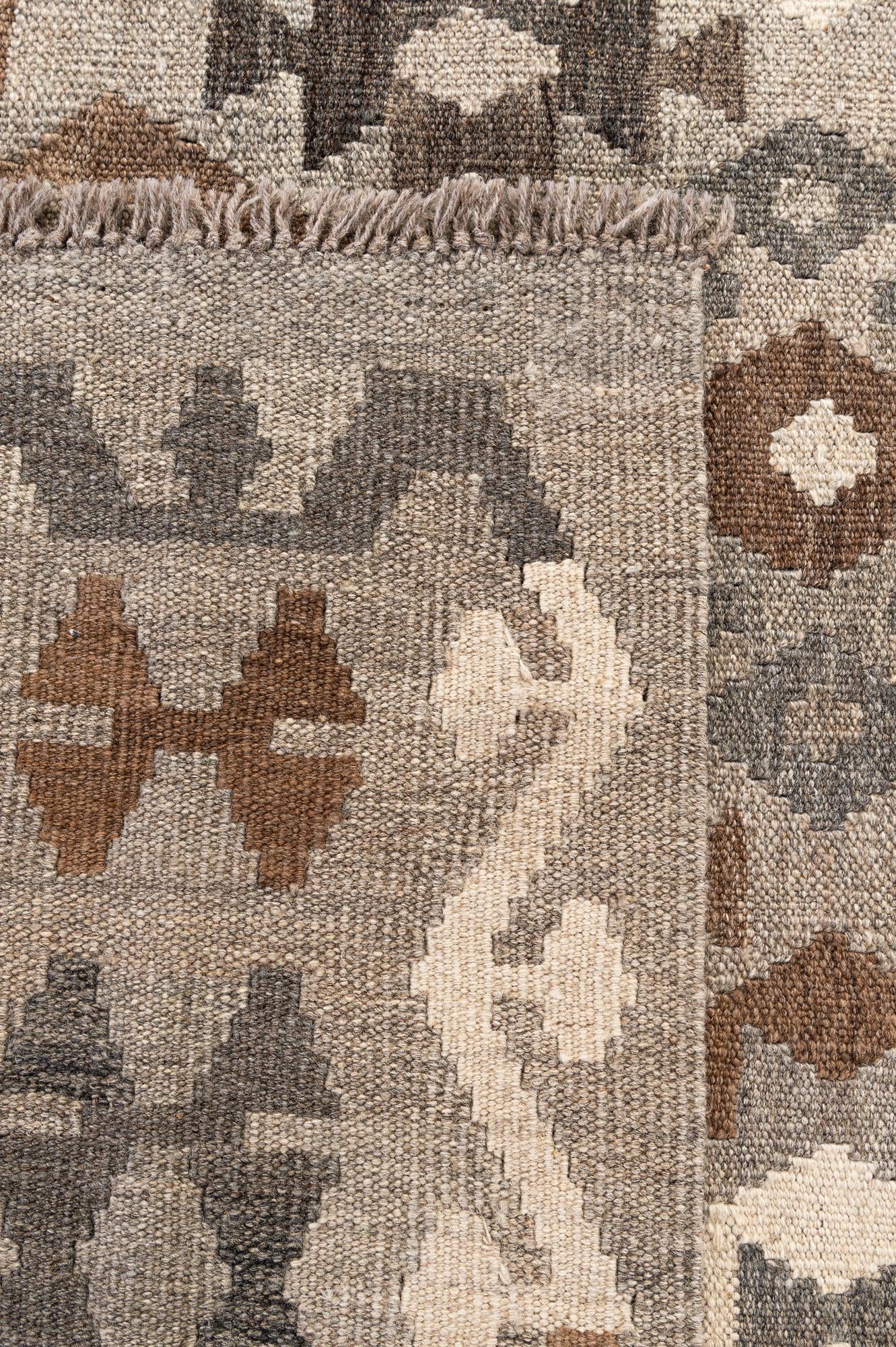 6' 2 x 8' 7 Hand Woven Kilim Maymana Wool Rug