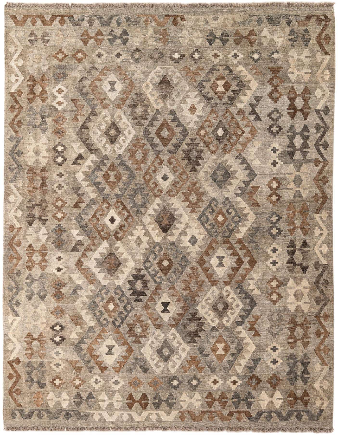 6' 2 x 8' 7 Hand Woven Kilim Maymana Wool Rug