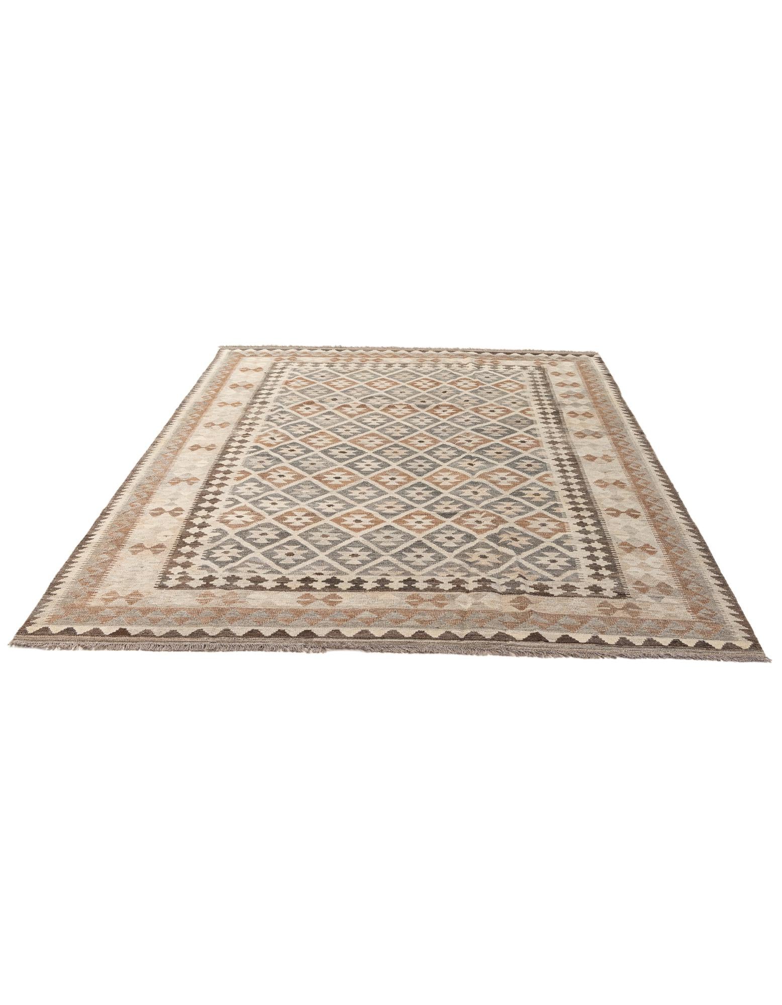 6' 9 x 9' 10 Hand Woven Kilim Maymana Wool Rug