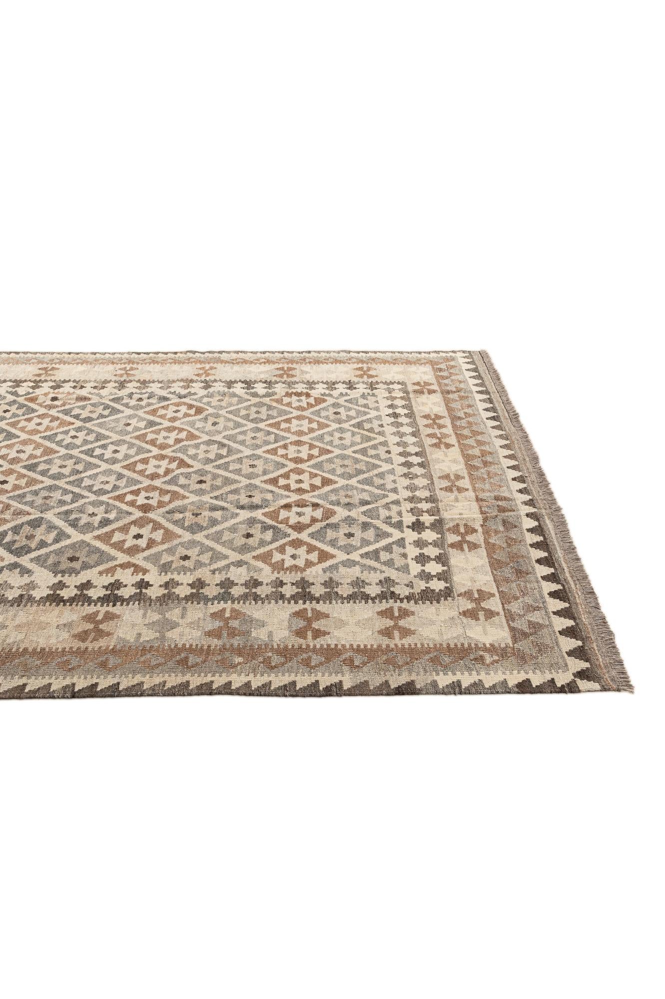 6' 9 x 9' 10 Hand Woven Kilim Maymana Wool Rug