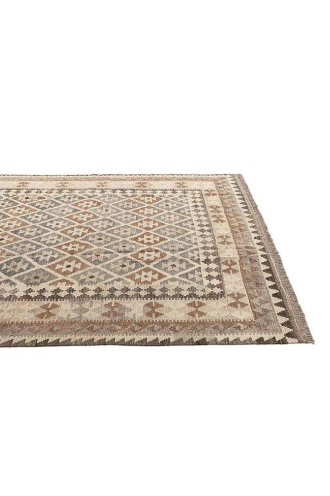 6' 9 x 9' 10 Hand Woven Kilim Maymana Wool Rug