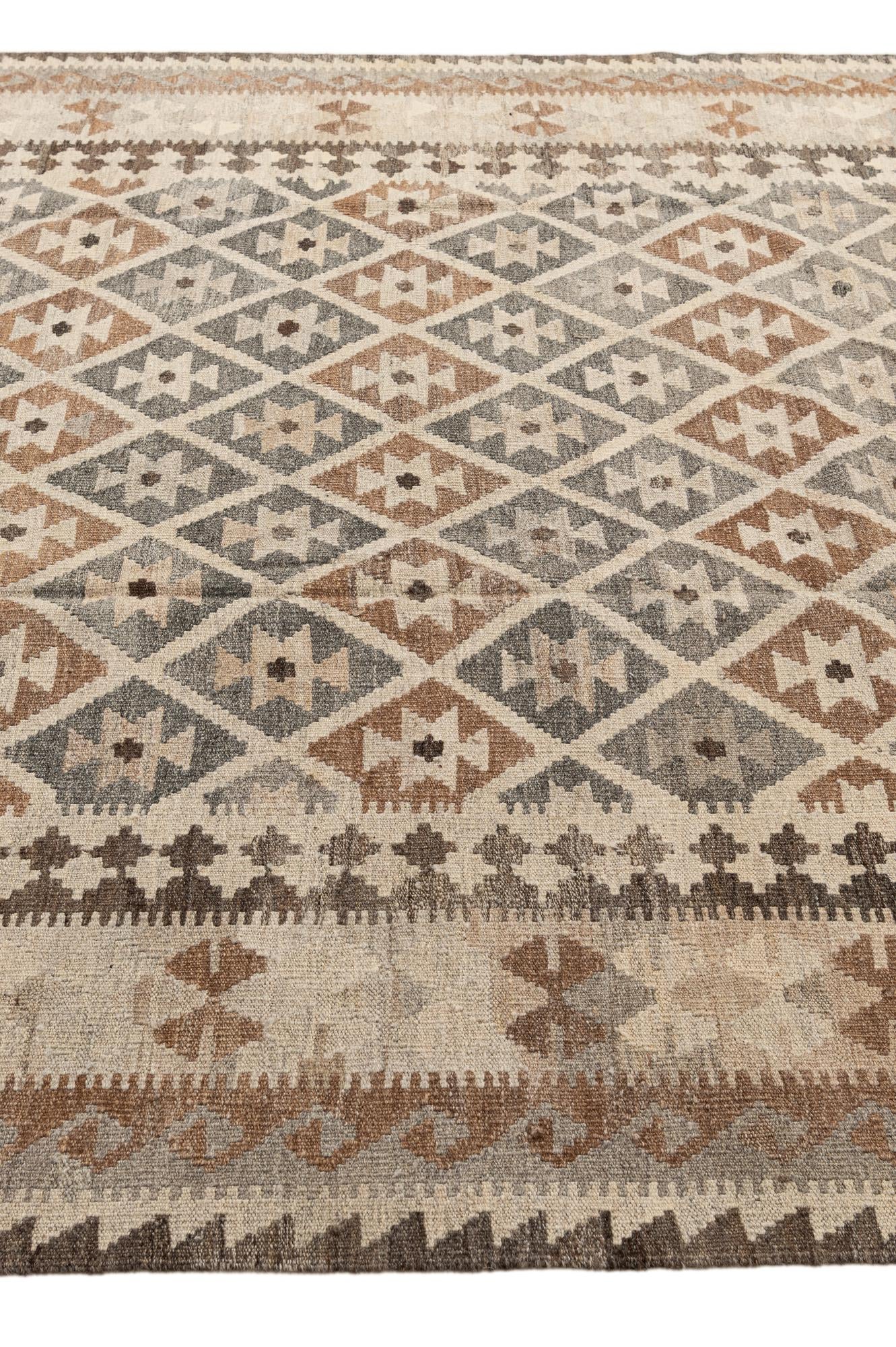 6' 9 x 9' 10 Hand Woven Kilim Maymana Wool Rug