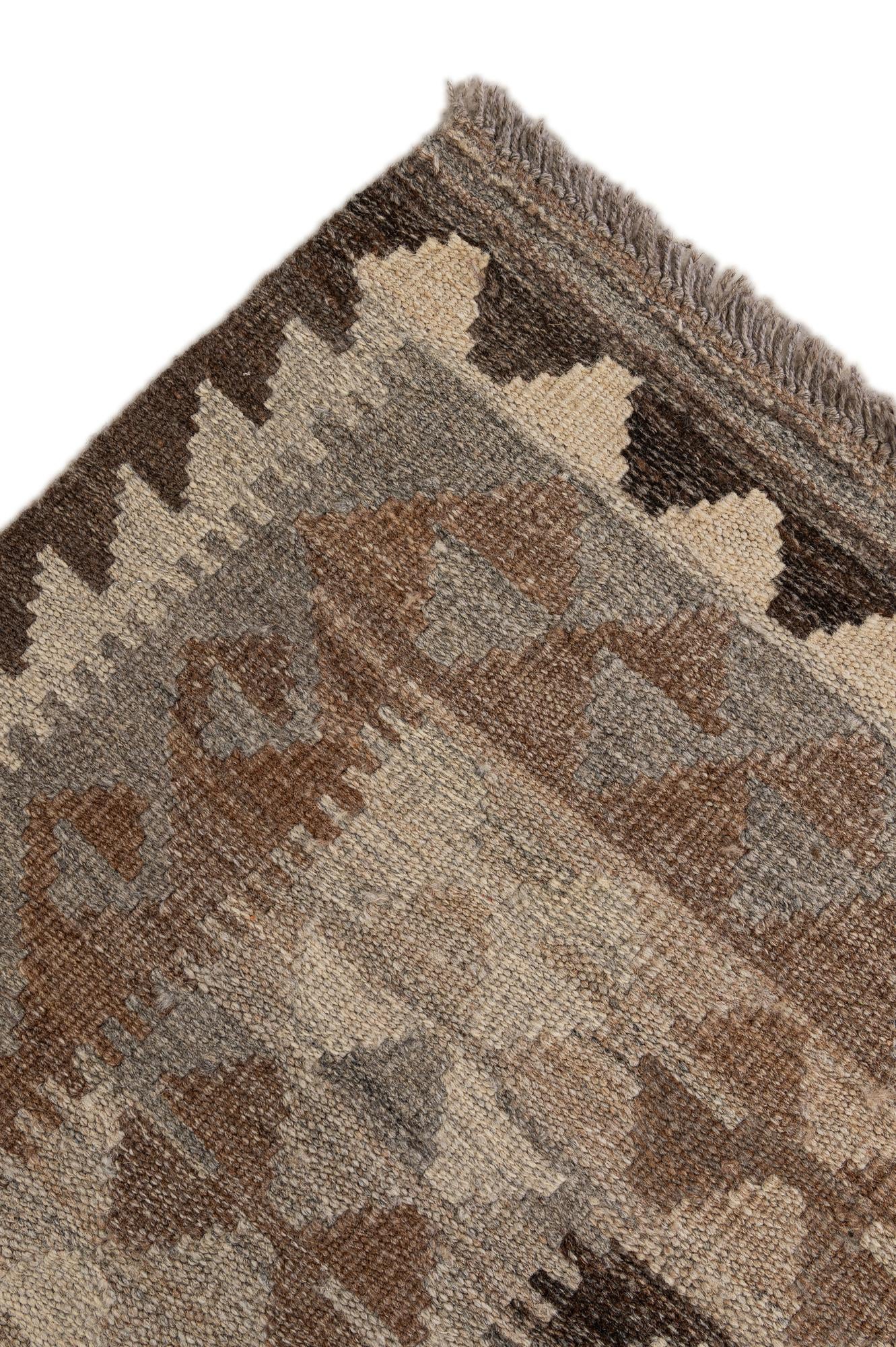 6' 9 x 9' 10 Hand Woven Kilim Maymana Wool Rug