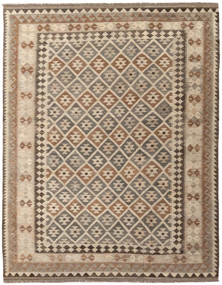 Detail image of 6' 9 x 9' 10 Hand Woven Kilim Maymana Wool Rug